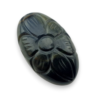 Blue tiger's eye carved cabochon 27x16 mm no 121