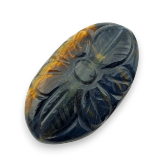 Blue tiger's eye carved cabochon 27x16 mm no 145