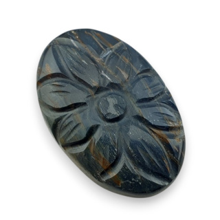 Blue tiger's eye carved cabochon 28x18 mm no 84