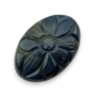 Blue tiger's eye carved cabochon 28x19 mm no 146