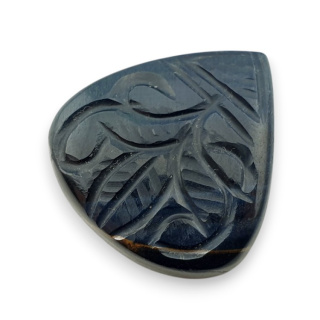 Blue tiger's eye carved cabochon 28x27 mm no 131