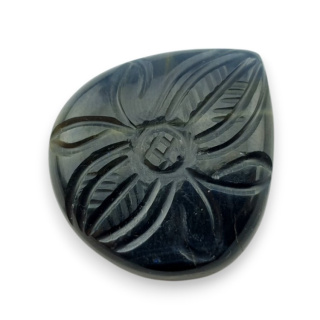 Blue tiger's eye carved cabochon 30x27 mm no 132