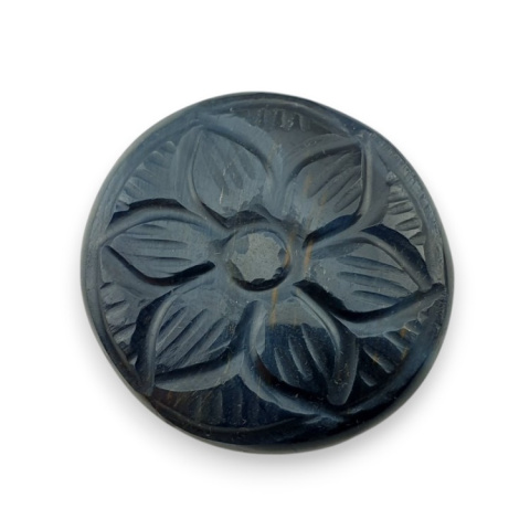 Blue tiger's eye carved cabochon dia. 29 mm no 129 Blue tiger's eye carved cabochon dia. 29 mm no 129