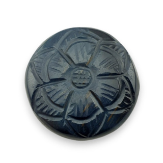 Blue tiger's eye carved cabochon fi 29 mm no 135