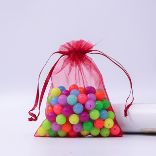 Organza bag 9x7 cm 1 piece burgundy