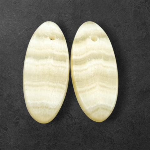 Żółty aragonit para kaboszonów z dziurką 24x11 mm nr P963 Żółty aragonit para kaboszonów z dziurką 24x11 mm nr P963