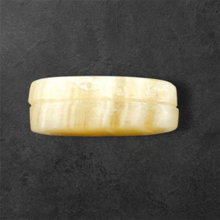 Żółty aragonit para kaboszonów z dziurką 24x11 mm nr P963