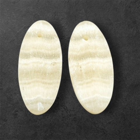 Żółty aragonit para kaboszonów z dziurką 24x11 mm nr P963 Żółty aragonit para kaboszonów z dziurką 24x11 mm nr P963