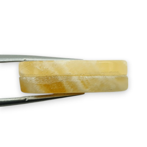 Yellow aragonite pair of 24x11 mm hole cabochons no. R116 Yellow aragonite pair of 24x11 mm hole cabochons no. R116