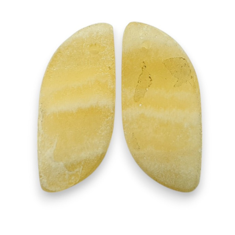 Yellow aragonite pair of 24x11 mm hole cabochons no. R116 Yellow aragonite pair of 24x11 mm hole cabochons no. R116