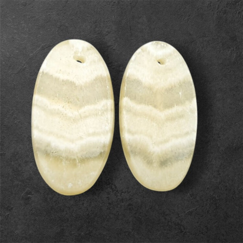 Yellow aragonite pair of hole cabochons 24x13 mm no. P949 Yellow aragonite pair of hole cabochons 24x13 mm no. P949