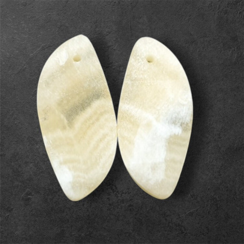 Yellow aragonite pair of hole cabochons 25x11 mm no. P948 Yellow aragonite pair of hole cabochons 25x11 mm no. P948