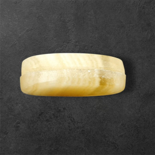 Żółty aragonit para kaboszonów z dziurką 25x12 mm nr P966