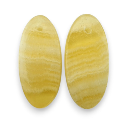 Yellow aragonite pair of hole cabochons 25x12 mm no. R112 Yellow aragonite pair of hole cabochons 25x12 mm no. R112