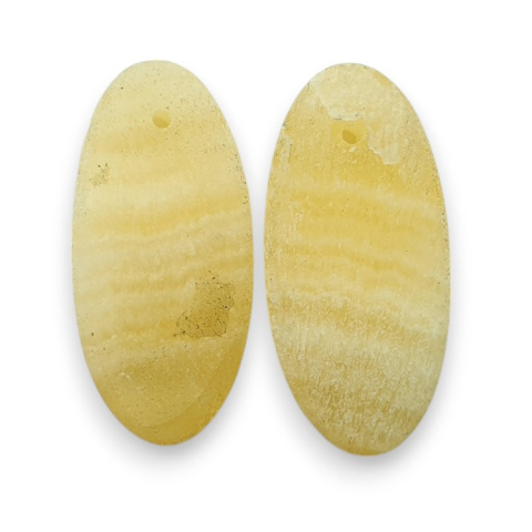 Yellow aragonite pair of hole cabochons 25x12 mm no. R112 Yellow aragonite pair of hole cabochons 25x12 mm no. R112