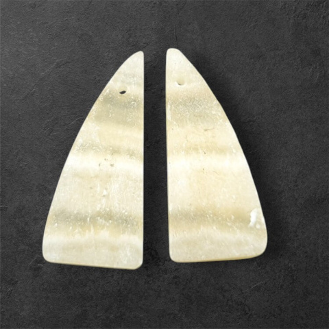 Yellow aragonite pair of hole cabochons 26x11 mm no. P962 Yellow aragonite pair of hole cabochons 26x11 mm no. P962