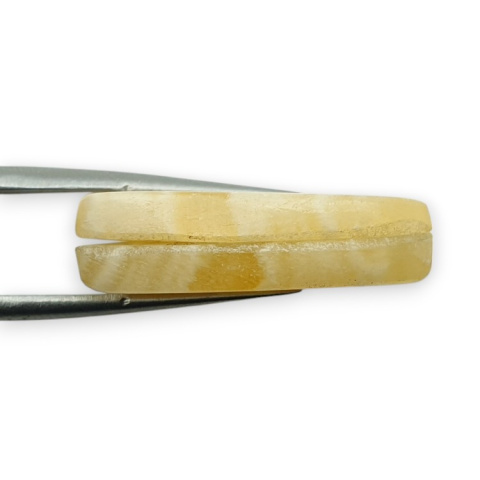 Yellow aragonite pair of hole cabochons 26x11 mm no. R115 Yellow aragonite pair of hole cabochons 26x11 mm no. R115