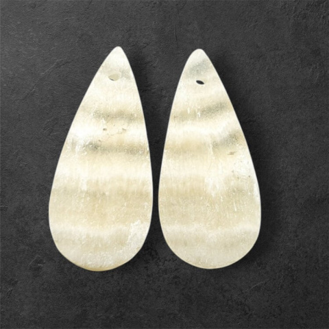 Yellow aragonite pair of hole cabochons 26x12 mm no. P944 Yellow aragonite pair of hole cabochons 26x12 mm no. P944