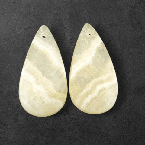 Żółty aragonit para kaboszonów z dziurką 26x13 mm nr P967 Żółty aragonit para kaboszonów z dziurką 26x13 mm nr P967