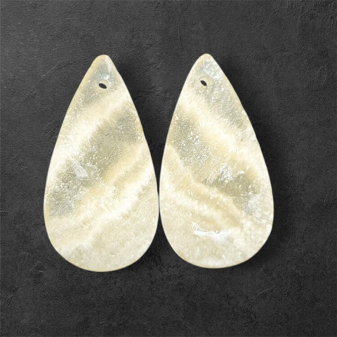 Żółty aragonit para kaboszonów z dziurką 26x13 mm nr P967 Żółty aragonit para kaboszonów z dziurką 26x13 mm nr P967