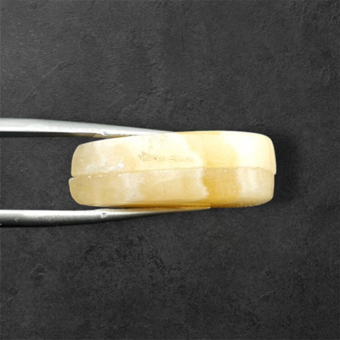 Yellow aragonite pair of hole cabochons 26x14 mm no. P956 Yellow aragonite pair of hole cabochons 26x14 mm no. P956