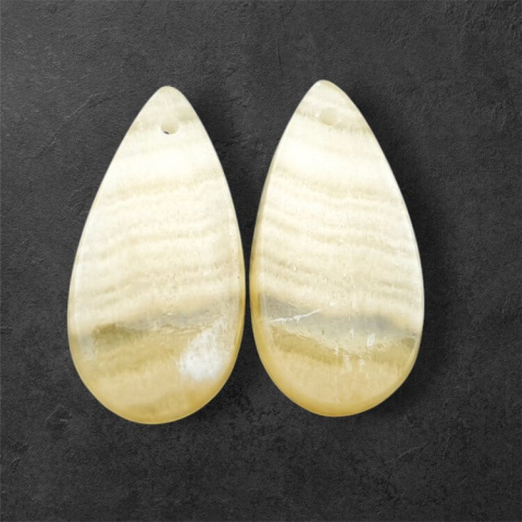 Yellow aragonite pair of hole cabochons 26x14 mm no P960 Yellow aragonite pair of hole cabochons 26x14 mm no P960