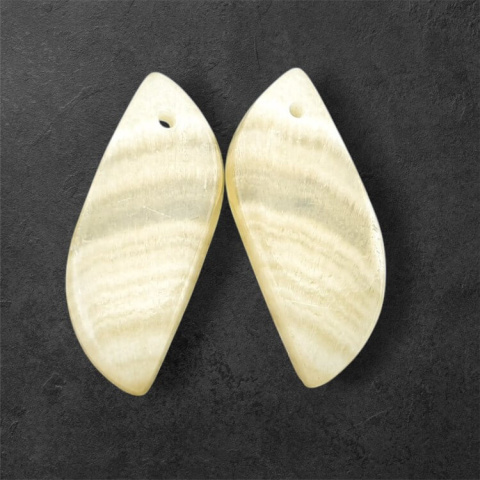 Yellow aragonite pair of cabochons with hole 27x11 mm no. P964 Yellow aragonite pair of cabochons with hole 27x11 mm no. P964