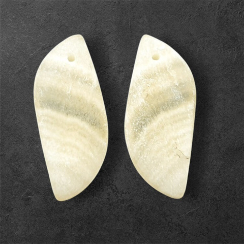 Yellow aragonite pair of cabochons with hole 27x11 mm no. P964 Yellow aragonite pair of cabochons with hole 27x11 mm no. P964