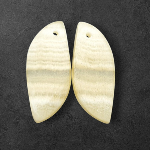 Yellow aragonite pair of 28x12 mm hole cabochons no. P946 Yellow aragonite pair of 28x12 mm hole cabochons no. P946