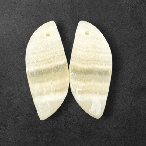 Yellow aragonite pair of 28x12 mm hole cabochons no. P946 Yellow aragonite pair of 28x12 mm hole cabochons no. P946