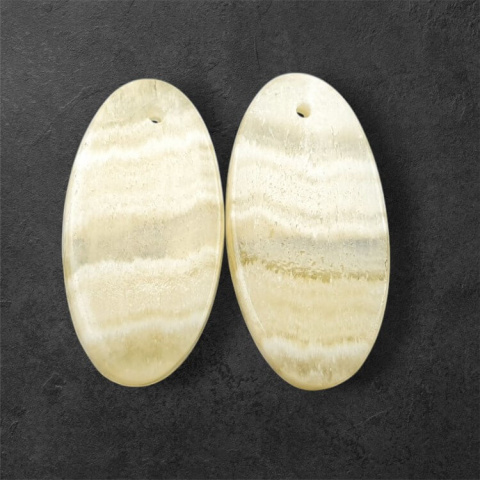 Żółty aragonit para kaboszonów z dziurką 28x14 mm nr P955 Żółty aragonit para kaboszonów z dziurką 28x14 mm nr P955
