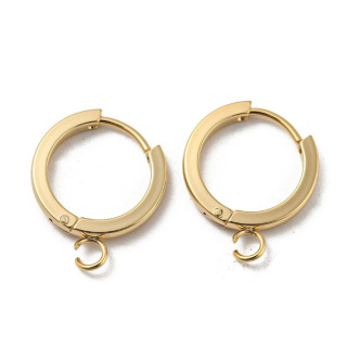 Huggie hoop earrings findings gold-plated stainless steel 16x2 mm 2 pcs