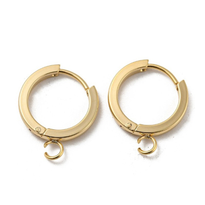Huggie hoop earrings findings gold-plated stainless steel 16x2 mm 2 pcs