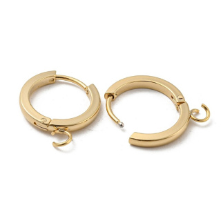 Huggie hoop earrings findings gold-plated stainless steel 16x2 mm 2 pcs