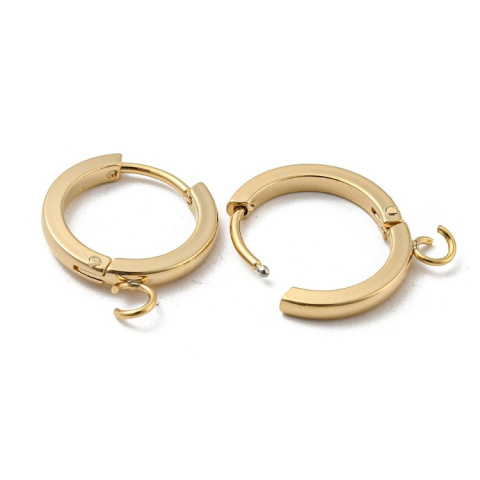 Huggie hoop earrings findings gold-plated stainless steel 16x2 mm 2 pcs Huggie hoop earrings findings gold-plated stainless steel 16x2 mm 2 pcs