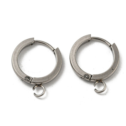 Huggie hoop earrings findings stainless steel 16x2 mm 2 pcs