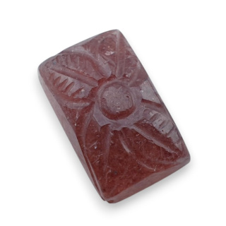 Strawberry quartz carved cabochon 21x13 mm no 9