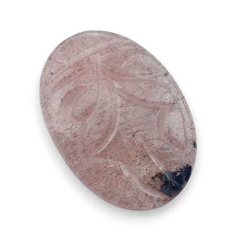 Strawberry quartz carved cabochon 31x21 mm no 2 Strawberry quartz carved cabochon 31x21 mm no 2