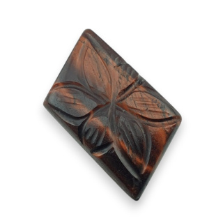 Red tiger's eye carved cabochon 33x17 mm no 48