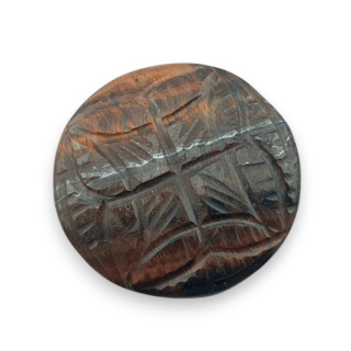 Red tiger's eye carved cabochon fi 26 mm no 49