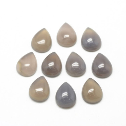 Grey agate teardrop cabochon 14x10 mm 1 pc
