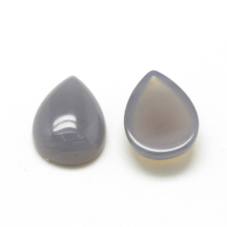 Grey agate teardrop cabochon 14x10 mm 1 pc