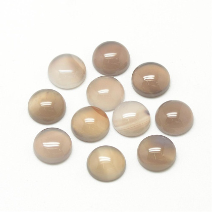 Grey agate cabochon 8 mm diameter 1 pc