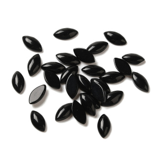 Black agate cabochon horse eye 8x4 mm 1 pc