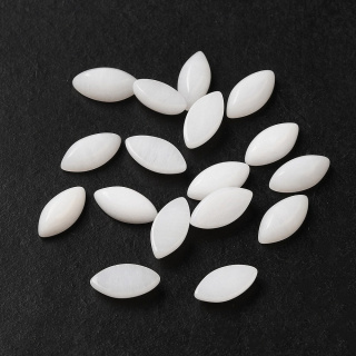 White jade cabochon horse eye 8x4 mm 1 pc