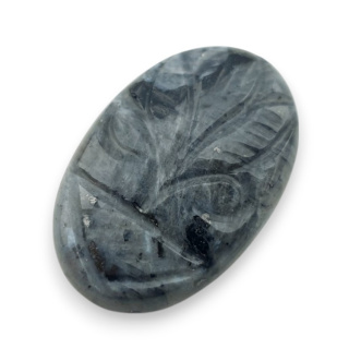 Larvikite carved cabochon 27x17 mm no 34