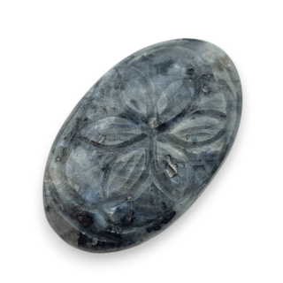Larvikite carved cabochon 32x19 mm no 26