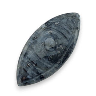 Larvikite carved cabochon 36x17 mm no 53