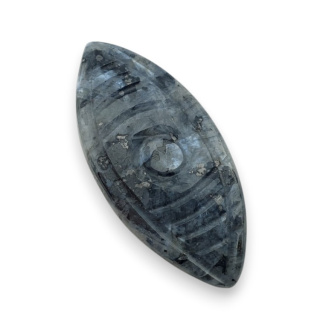 Larvikite carved cabochon 36x17 mm no 53