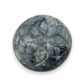Larvikite carved cabochon fi 30 mm no 49